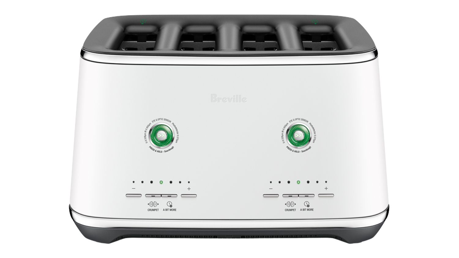 A Breville the Eye Q 870 Auto 4 Slice Toaster in a sleek sea salt finish