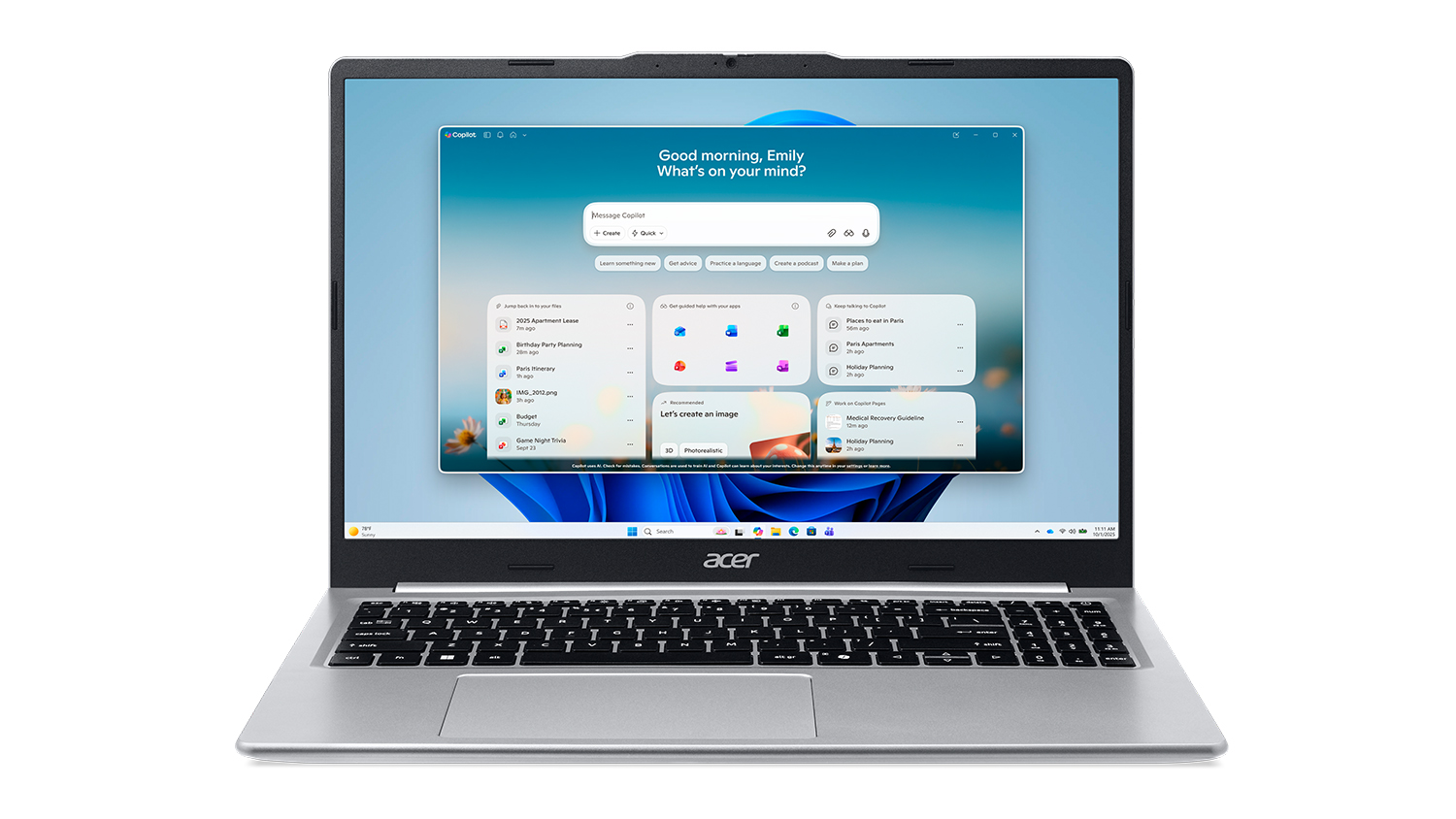 An Acer Aspire Lite 15" Laptop in a sleek silver finish