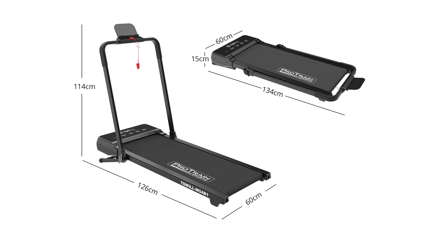 Protrain WalkingPad Treadmill with Handle 126 x 60 x 114cm