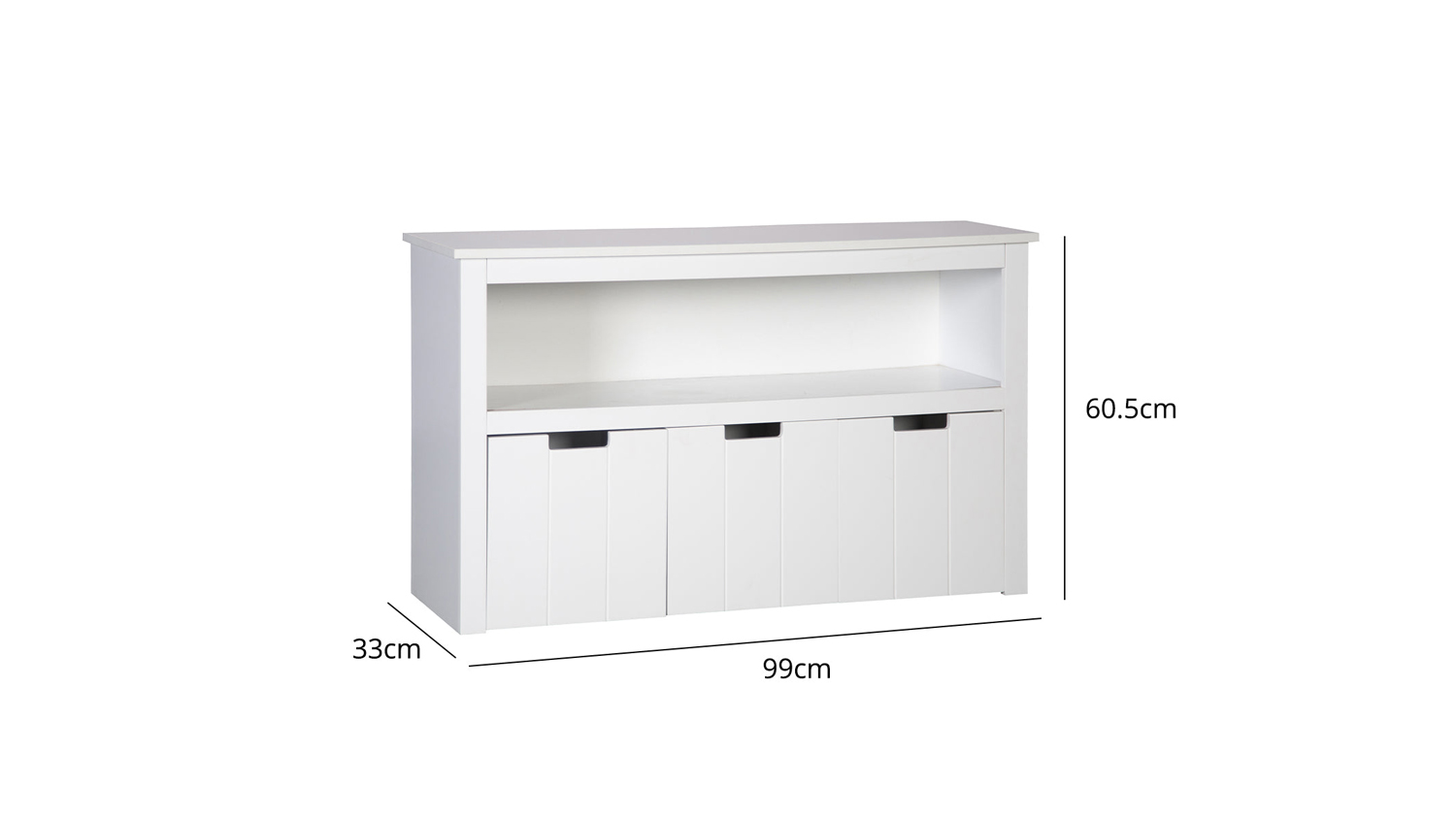 TSB Living Gioia Kids' Storage Cabinet with Shelves, Wheels - White