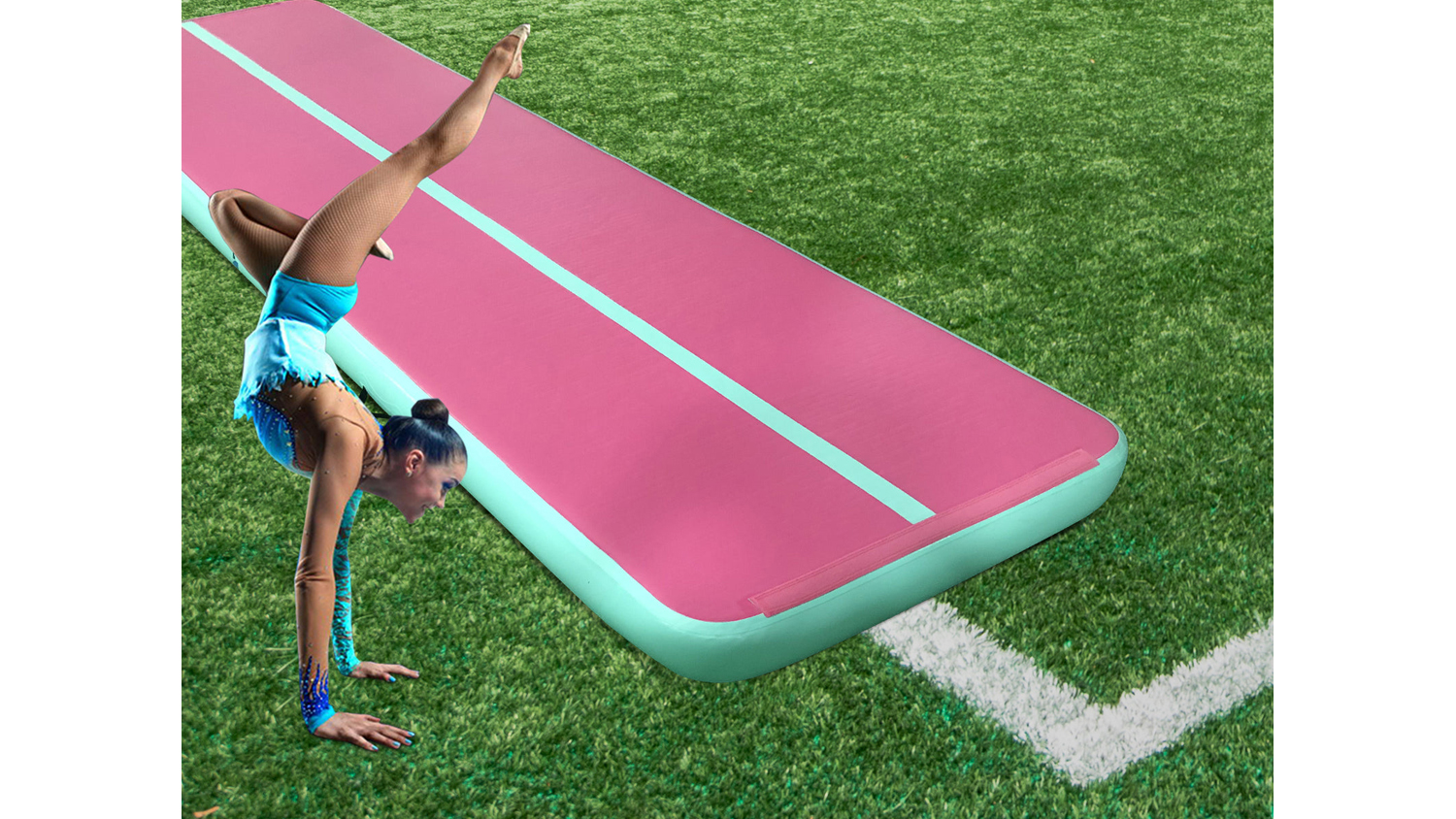 TSB Living Inflatable Gymnastics Air Track 5 x 1m - Pink/Green