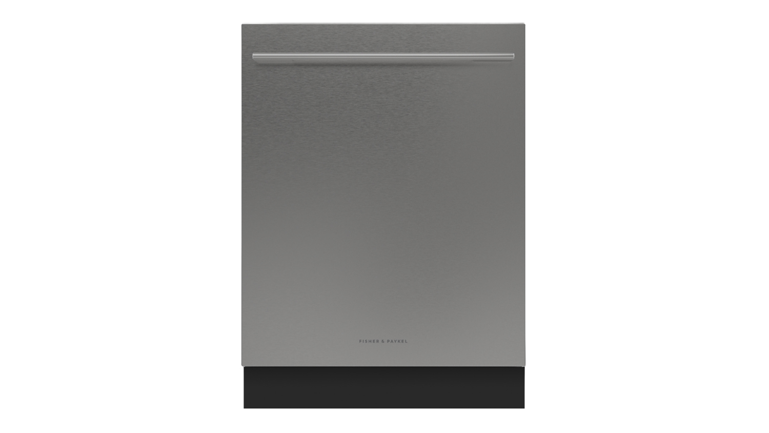 Product-only view of the Fisher & Paykel Series 7 built-under smart dishwasher in stainless steel