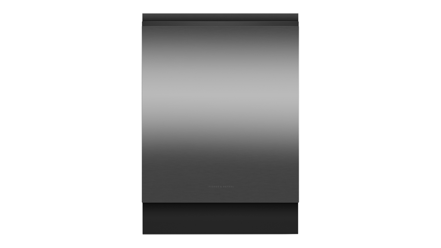 Product-only view of the Fisher & Paykel Series 7 built-under smart dishwasher in black stainless steel