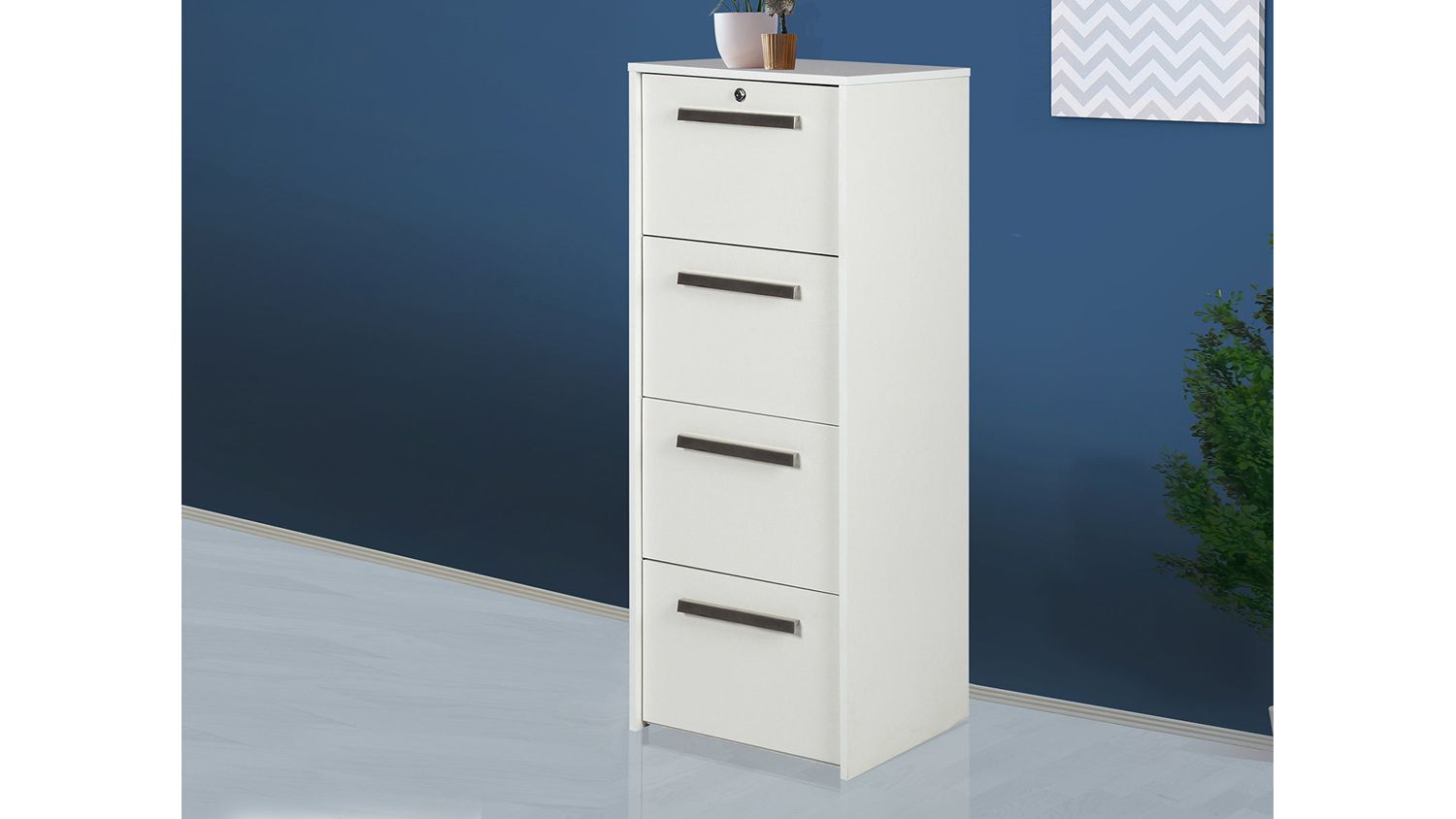TSB Living Quad Drawer Lateral Filing Cabinet - White