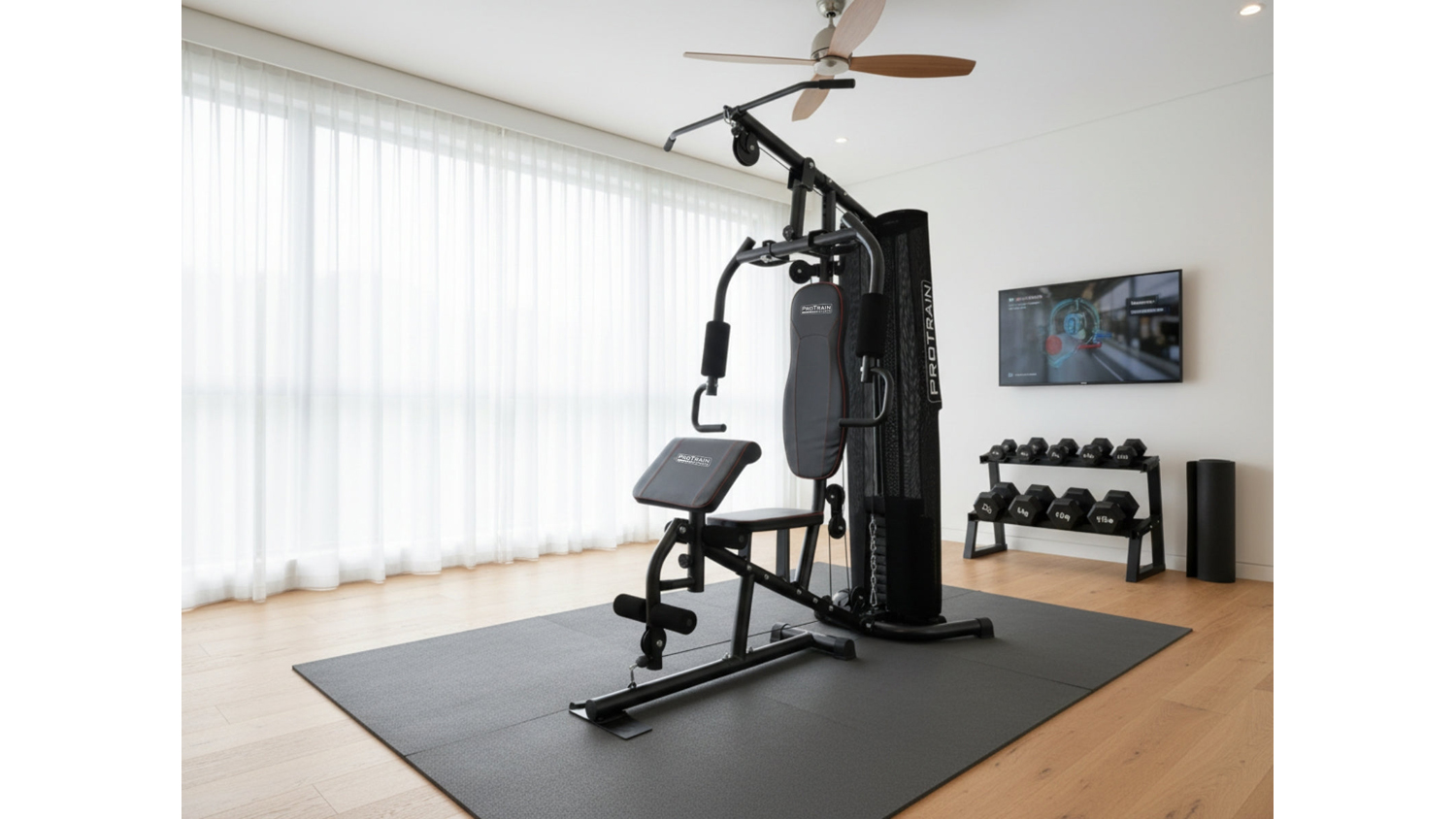 PROTRAIN Multifunction Home Gym Station with Weight Plates
