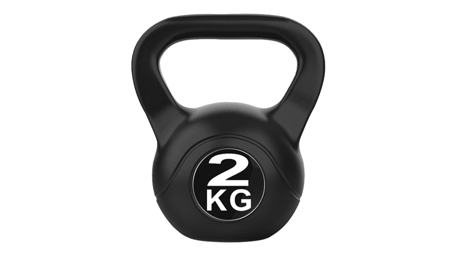Front View of the Black 2 kg PROTRAIN Cement Kettlebell