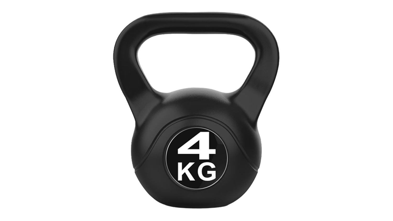 Front view of the black 4-kg PROTRAIN cement kettlebell