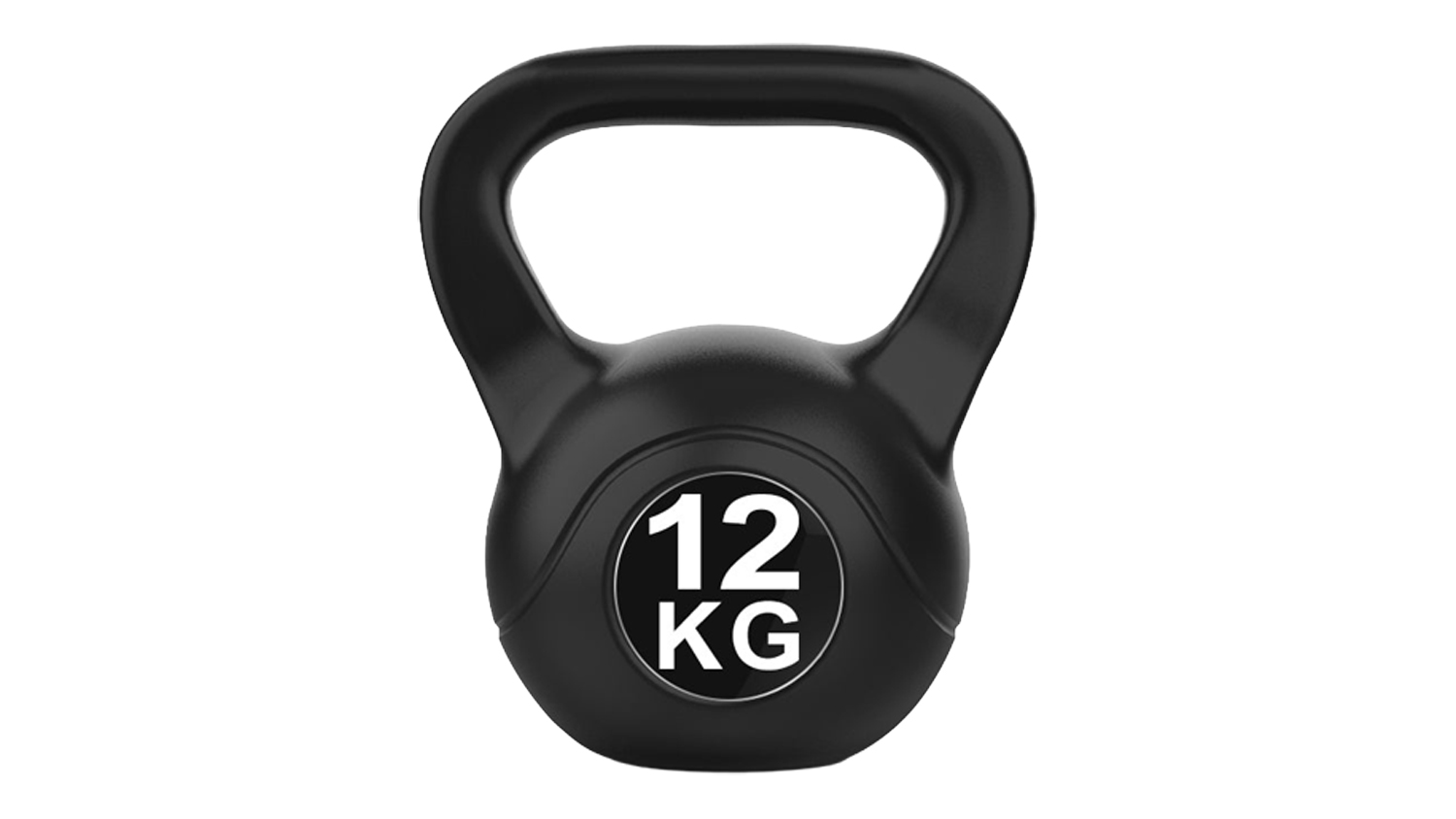 Front View of the Black 12 kg PROTRAIN Cement Kettlebell