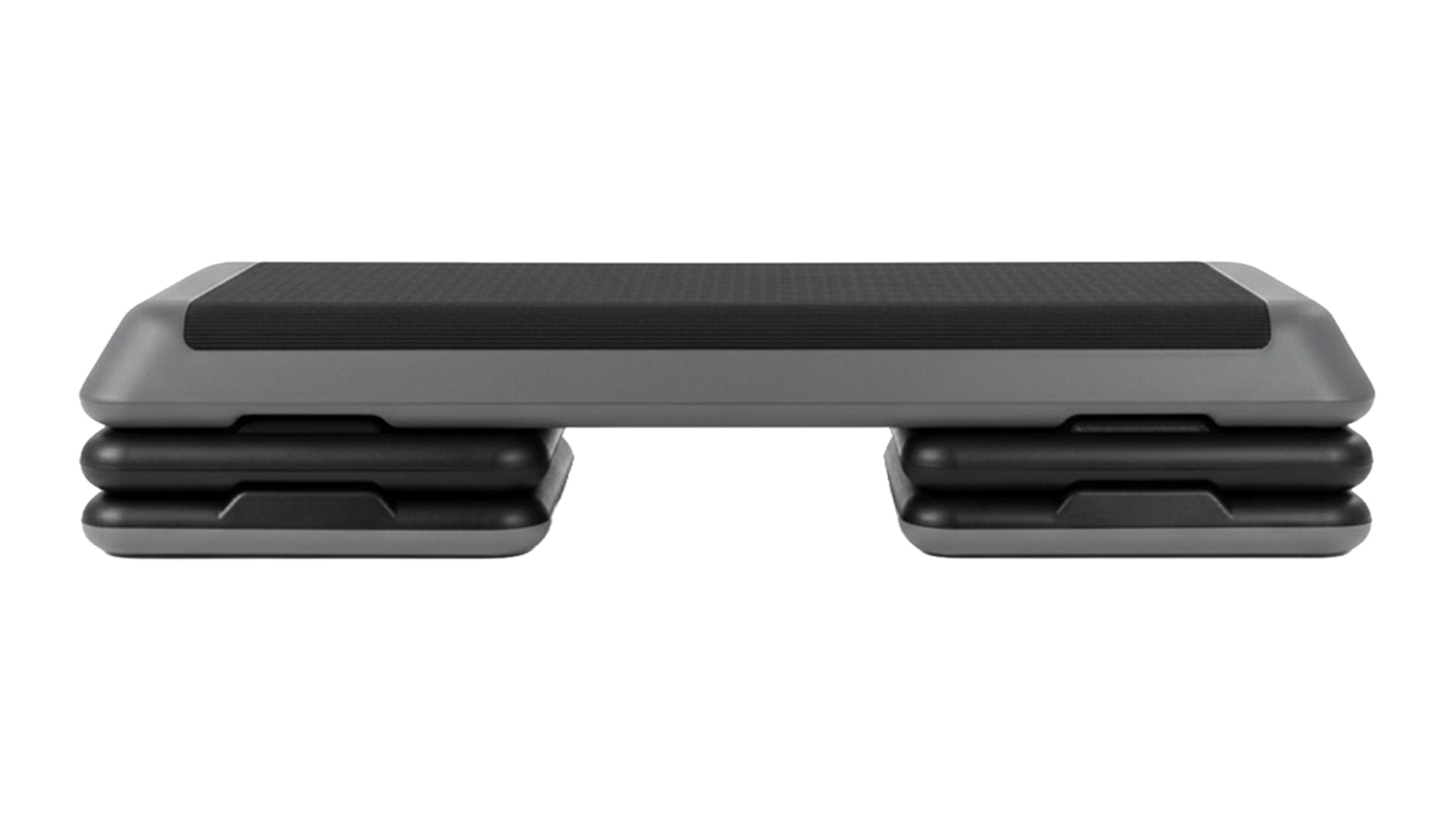 Adjustable PROTRAIN 2-step aerobic platform with a non-slip surface and stacked risers