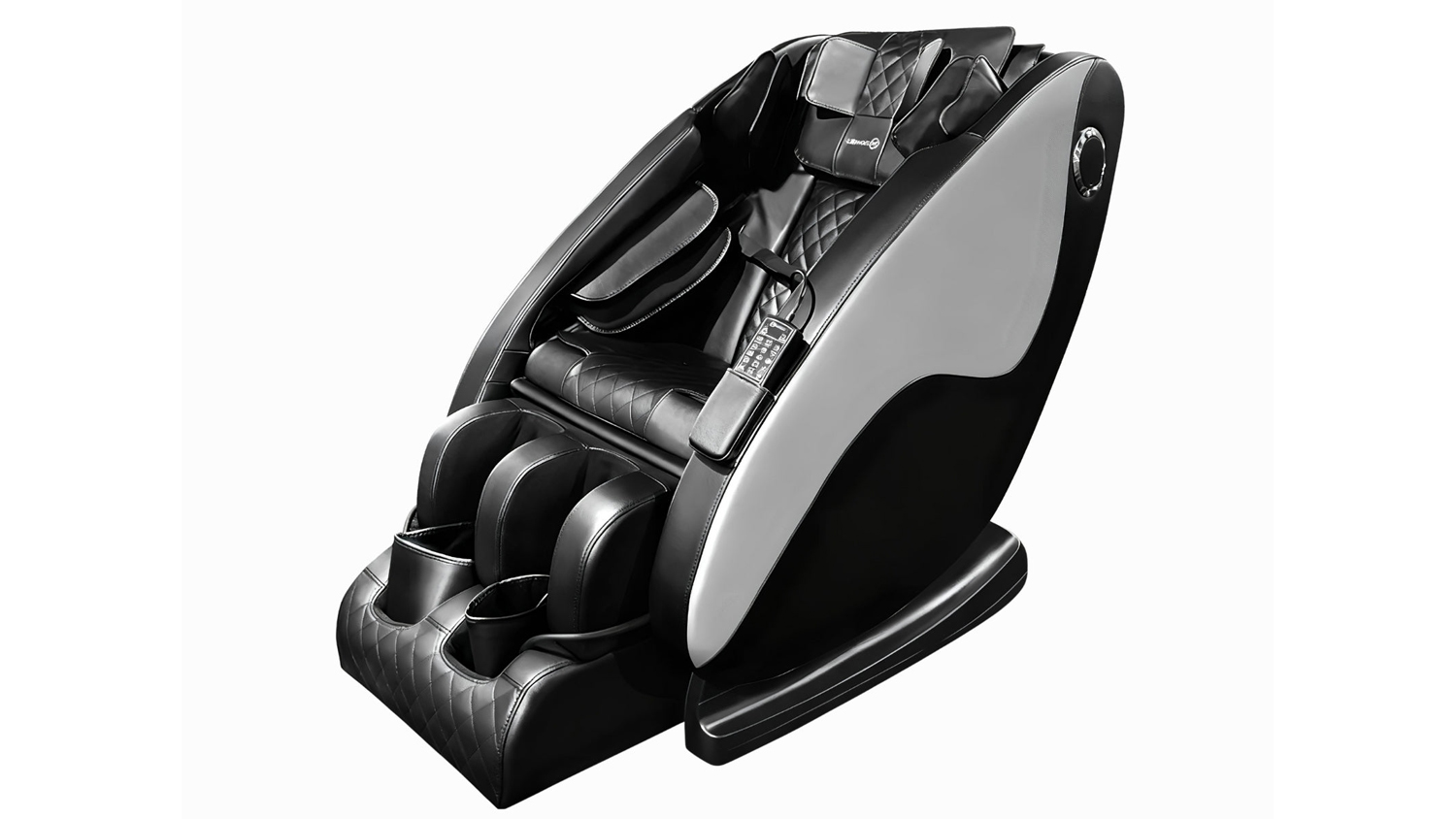 TSB Living Full-Body Massage Chair with Leg Warmer, Transport Wheels - Silver