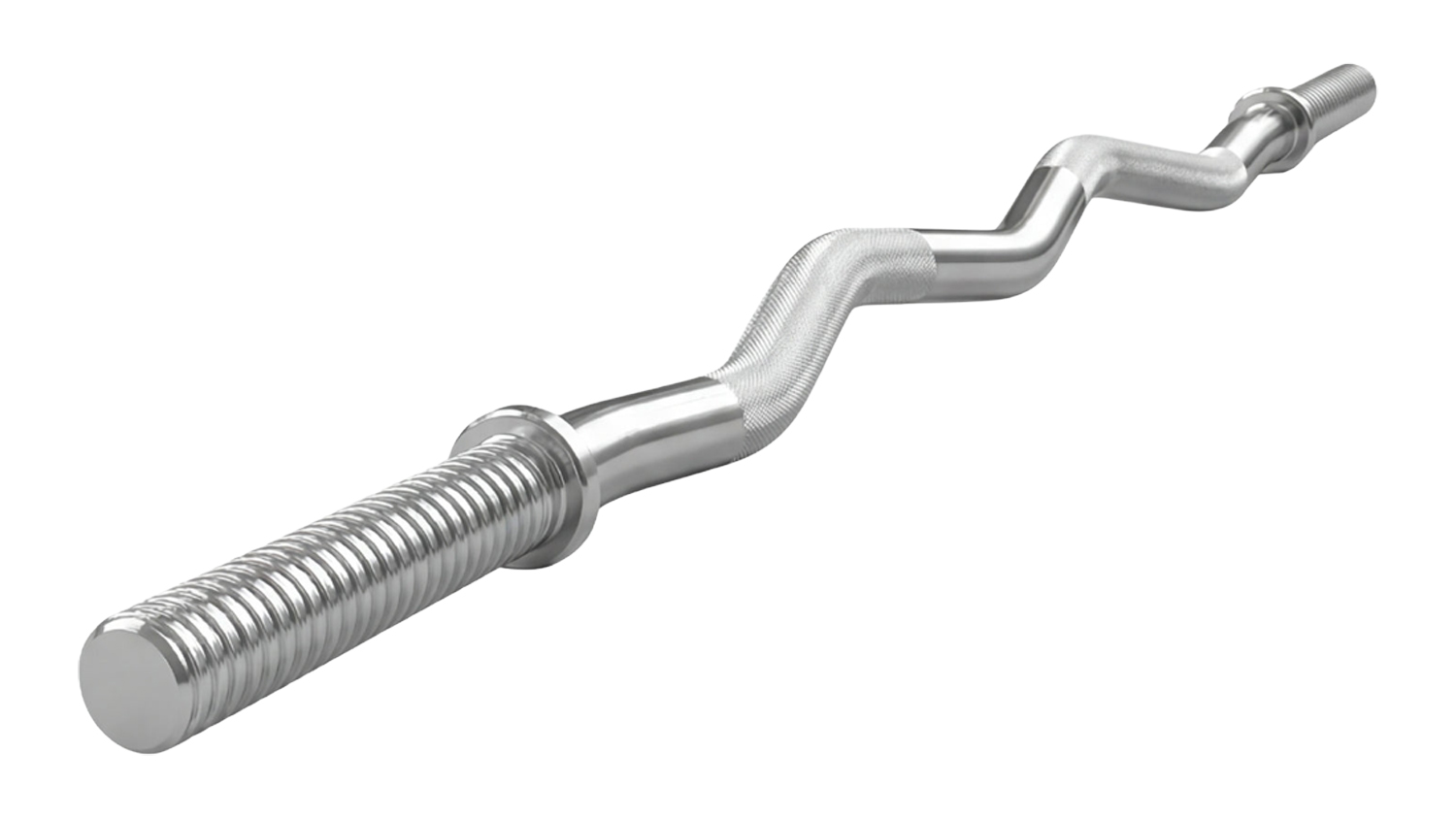 Chrome PROTRAIN Olympic Curl Barbell with star locks and threaded sleeves
