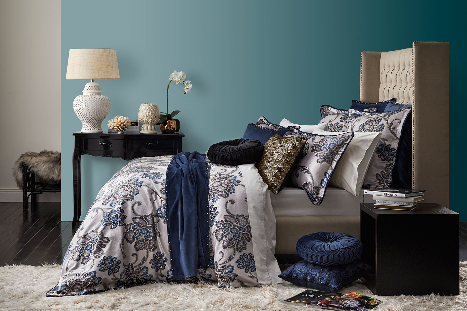 Camille Sapphire Duvet Cover Set by Da Vinci Harvey Norman New Zealand