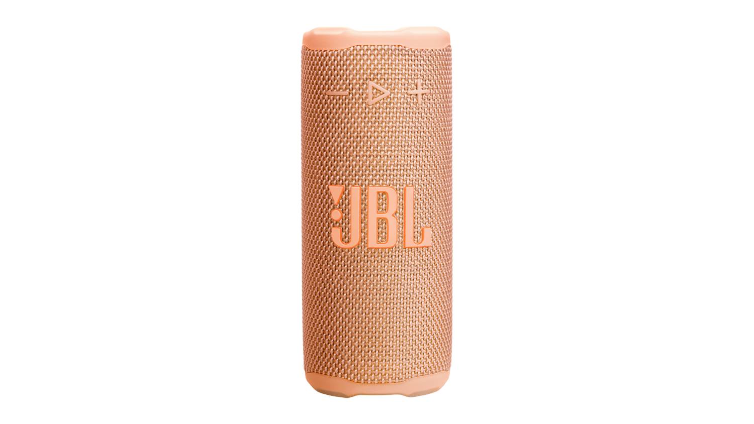 Front view of the JBL Grip portable Bluetooth speaker in orange, featuring a cylindrical design