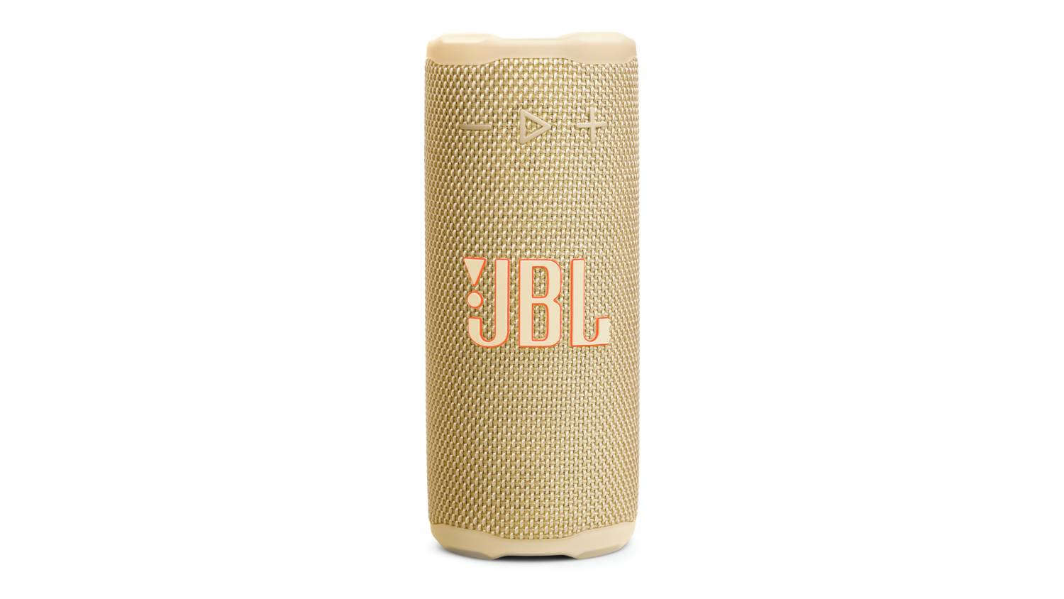 Front view of the JBL Grip portable Bluetooth speaker in yellow, featuring a cylindrical design