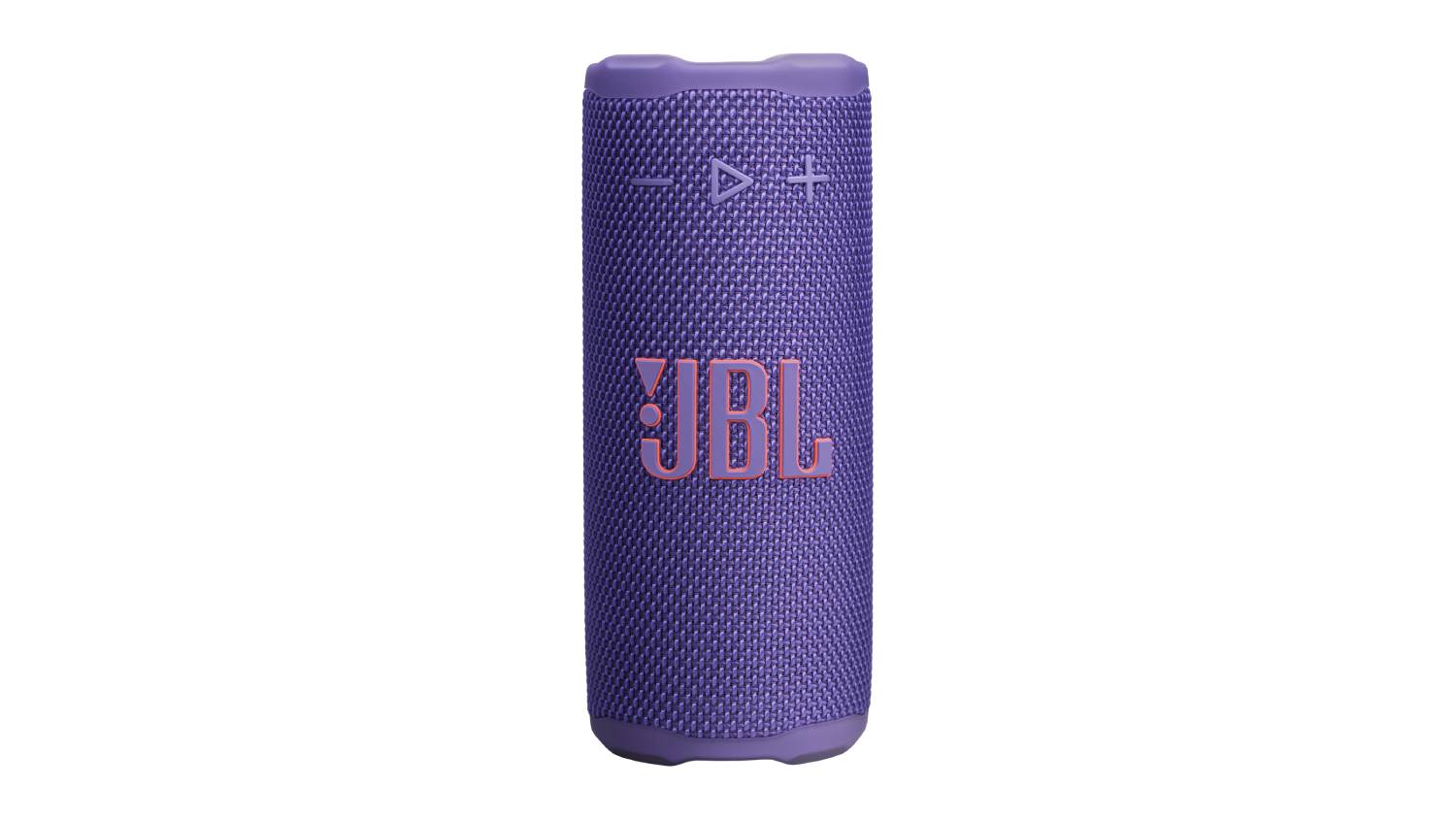 Front view of the JBL Grip portable Bluetooth speaker in purple, featuring a cylindrical design