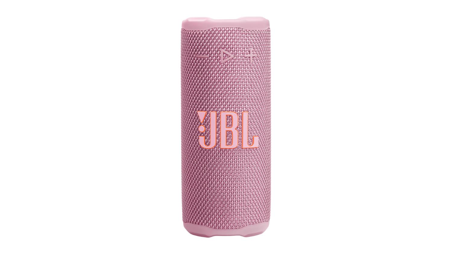 Front view of the JBL Grip portable Bluetooth speaker in pink, featuring a cylindrical design