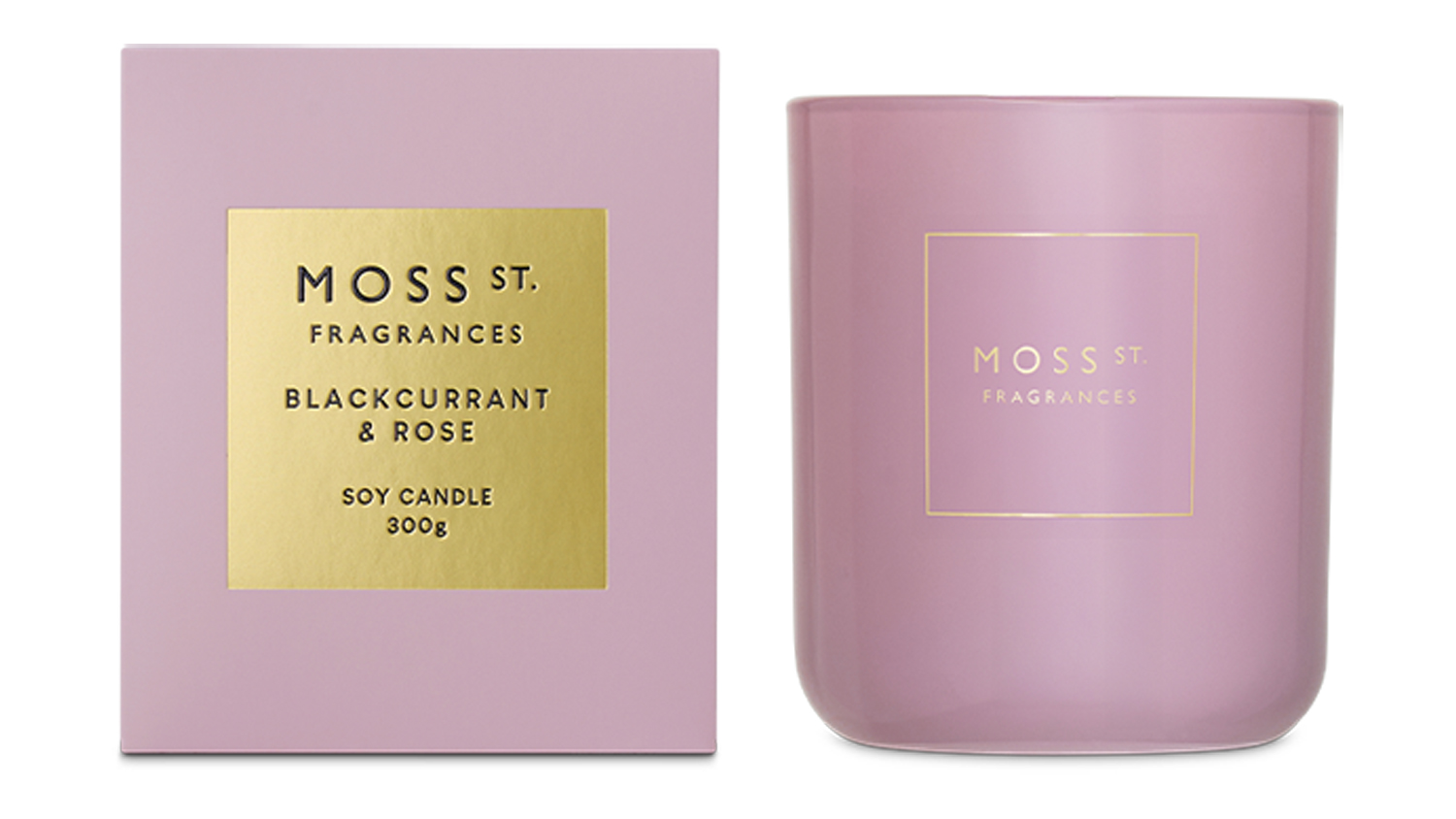 A Moss St. 300g Scented Soy Candle in Blackcurrant & Rose blend