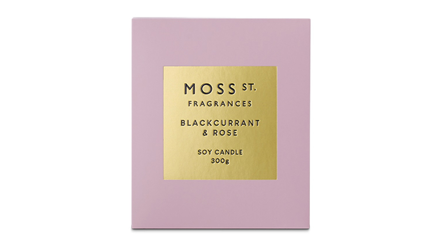 Retail box of the Moss St. 300g Scented Soy Candle