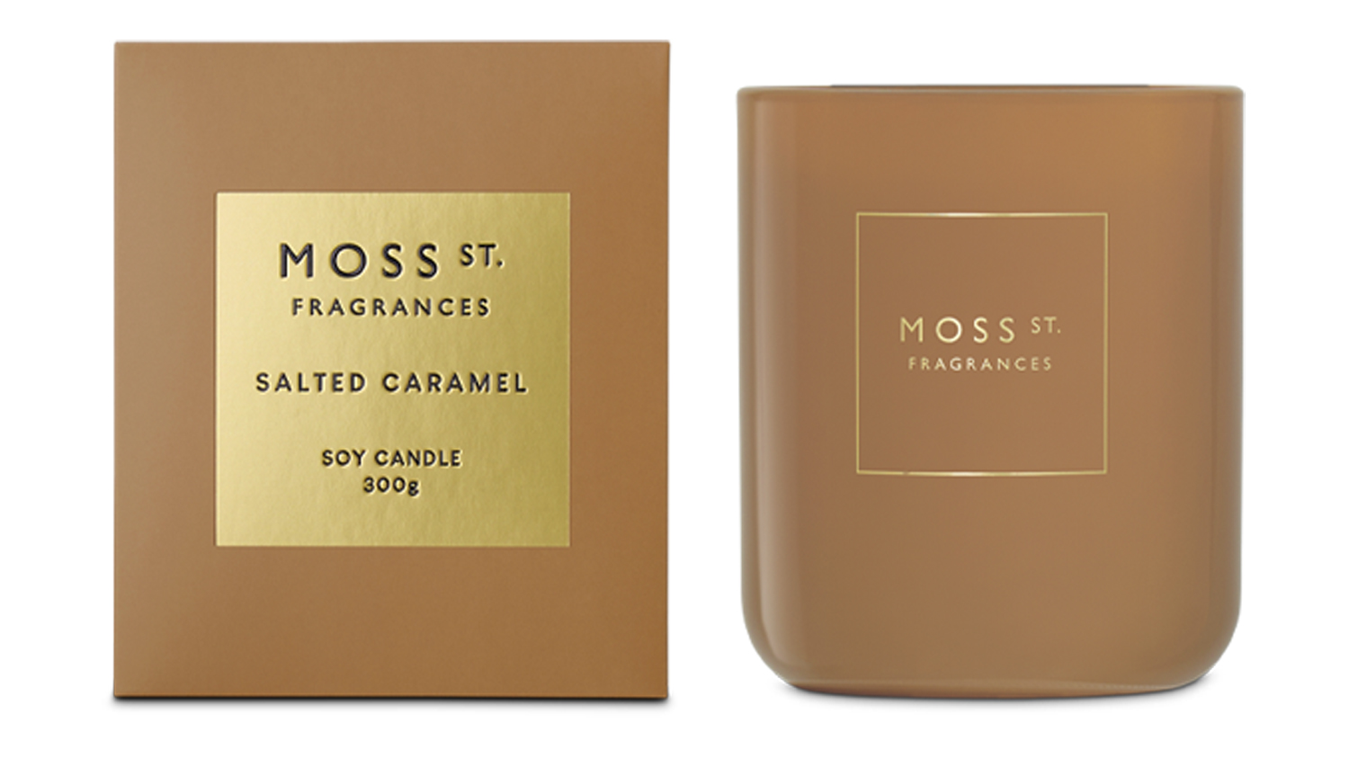 A Moss St. 300g Scented Soy Candle in Salted Caramel blend