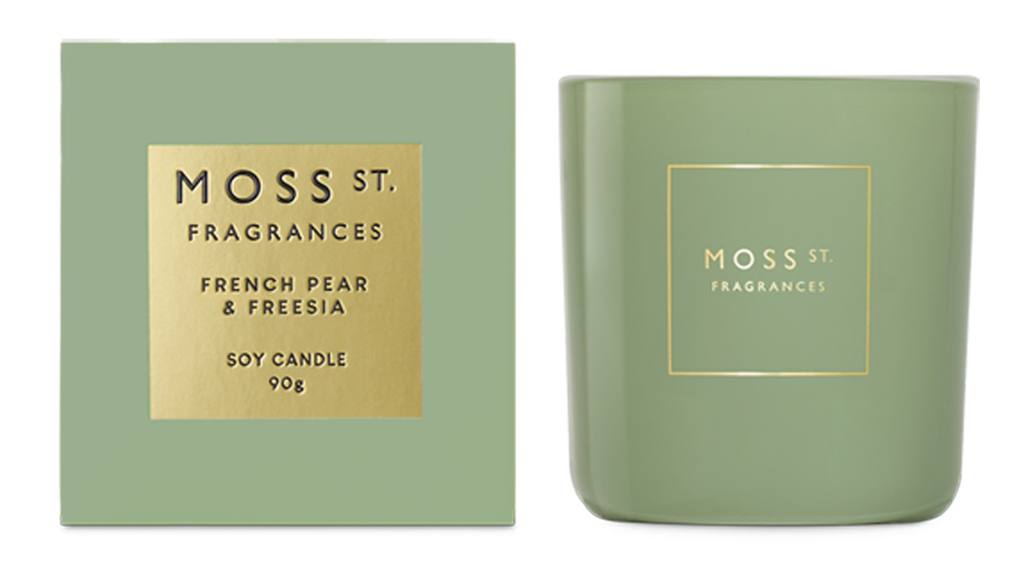 A Moss St. 90g Scented Soy Candle in French Pear & Freesia blend