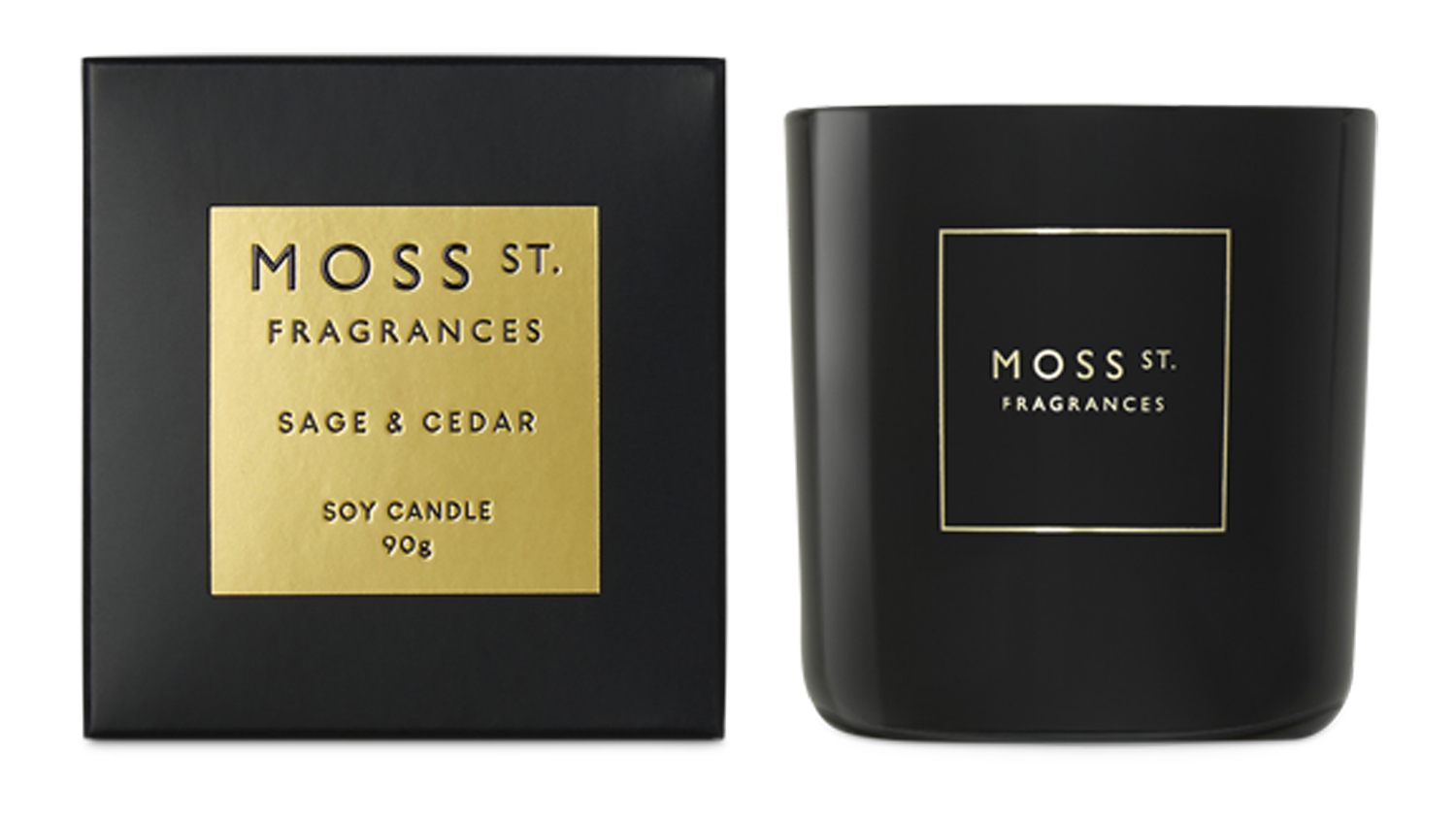 A Moss St. 90g Scented Soy Candle in Sage & Cedar blend