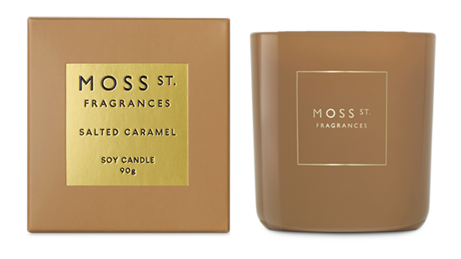 A Moss St. 90g Scented Soy Candle in Salted Caramel blend