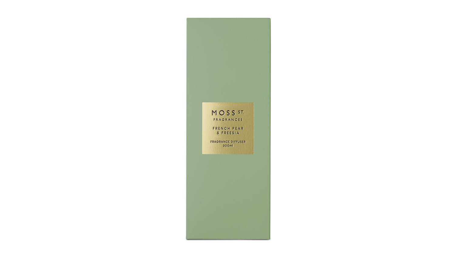 Retail box of the Moss St. 300ml Reed Diffuser