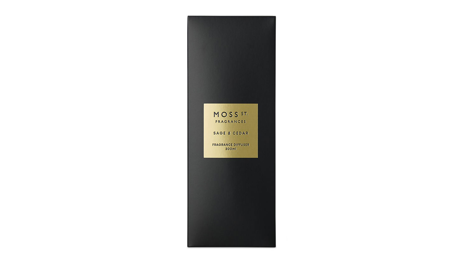 Retail box of the Moss St. 300ml Reed Diffuser