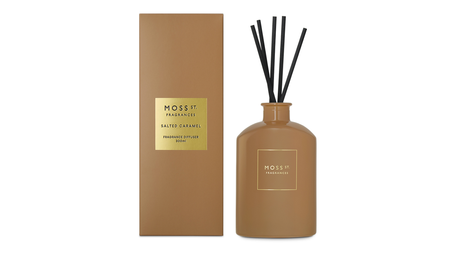 A Moss St. 300ml Reed Diffuser in Salted Caramel blend