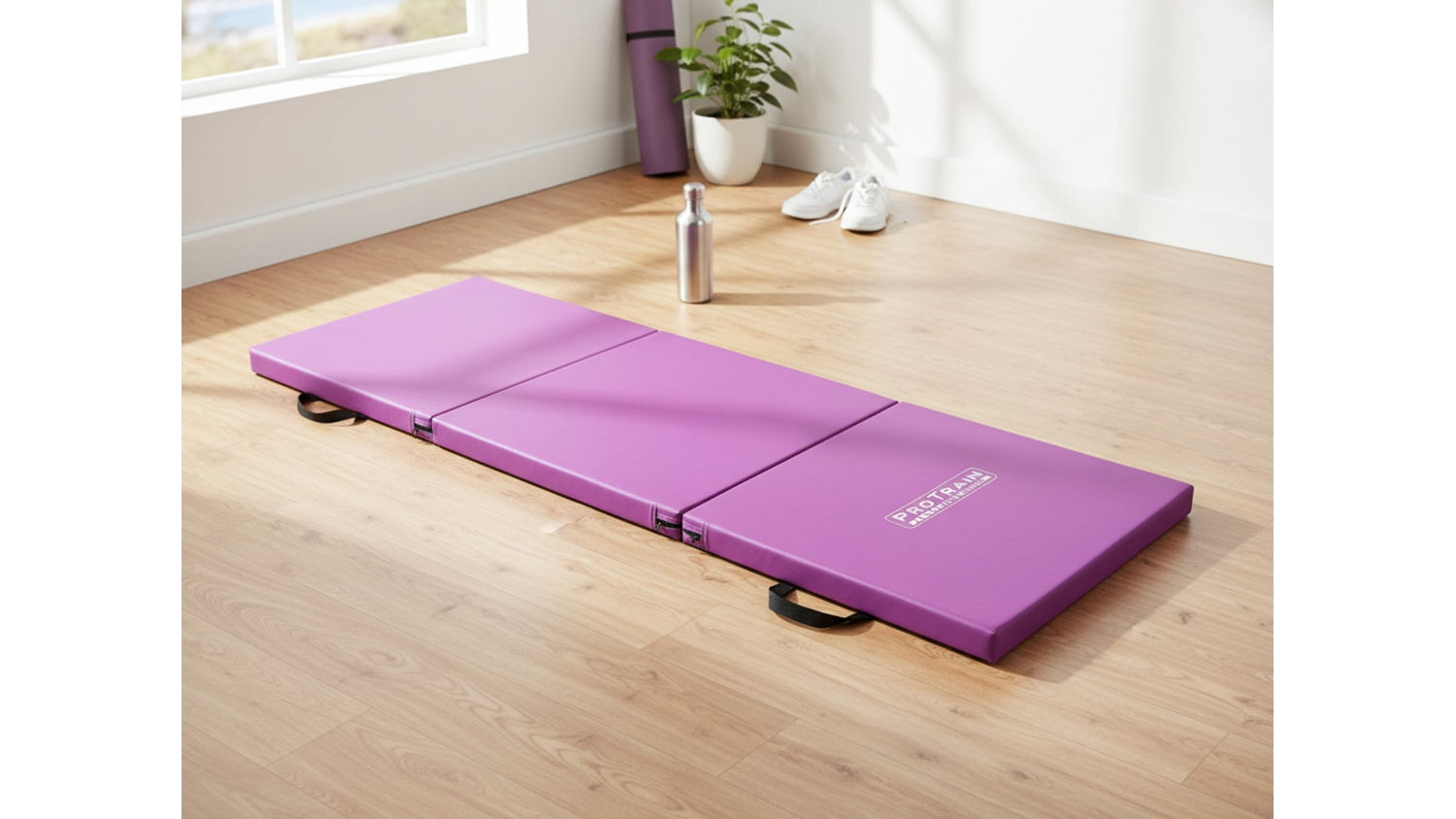 PROTRAIN Padded Folding Exercise Mat 180 x 60cm - Pink