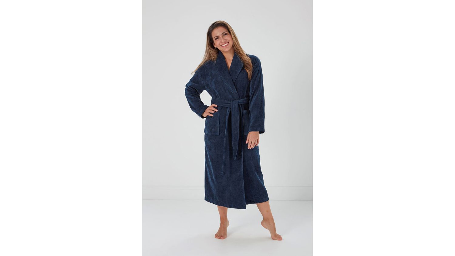 Baksana Freya Bath Robe - Navy Blue, Small/Medium