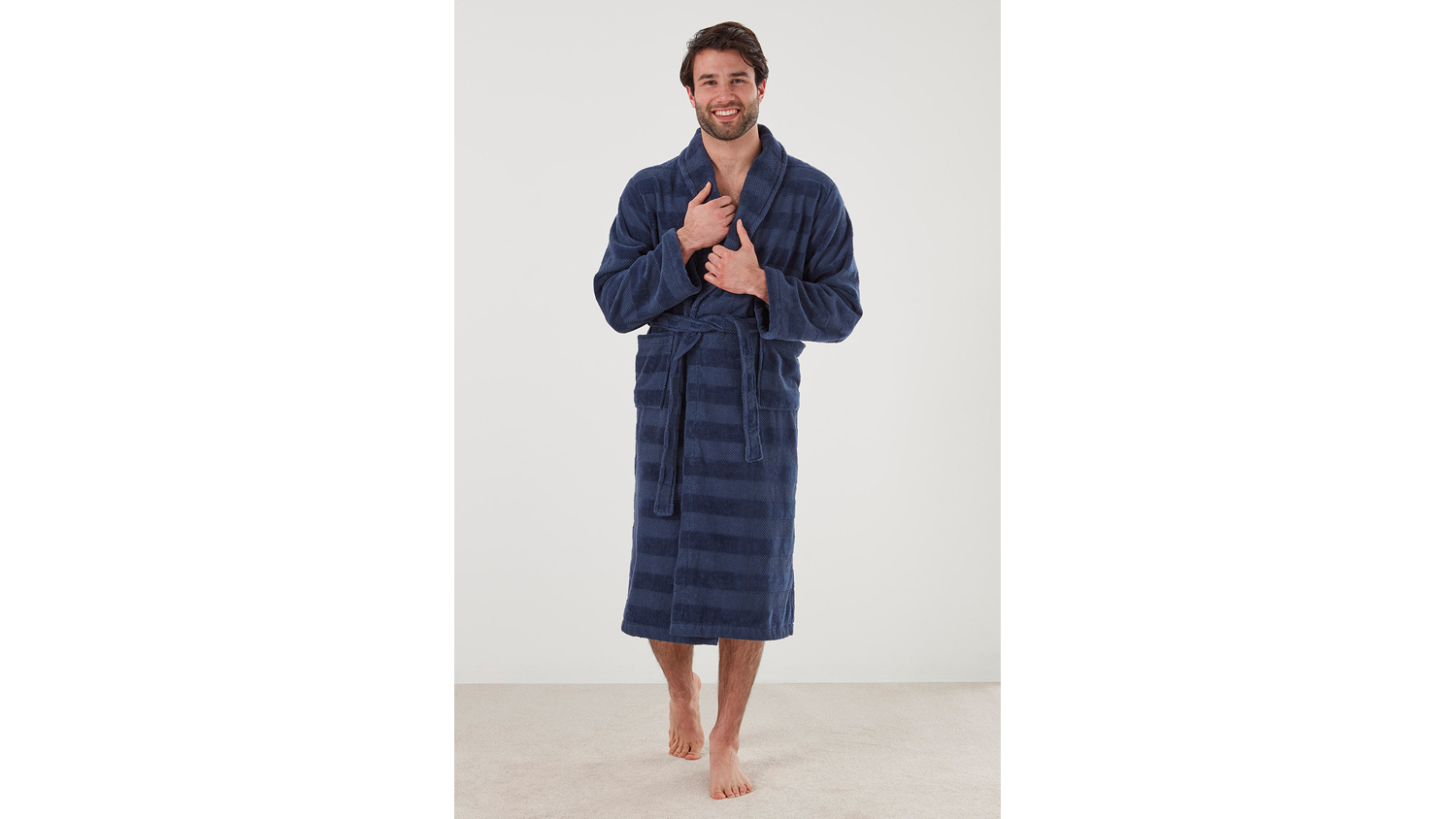 Baksana Aiden Bath Robe - Navy Blue, Large/Extra Large