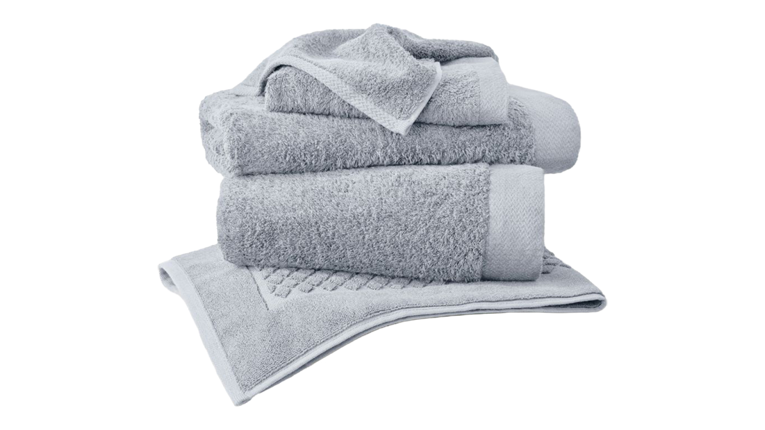 Baksana Bamboo Fabric Towel Set stacked neatly in iceland blue finish