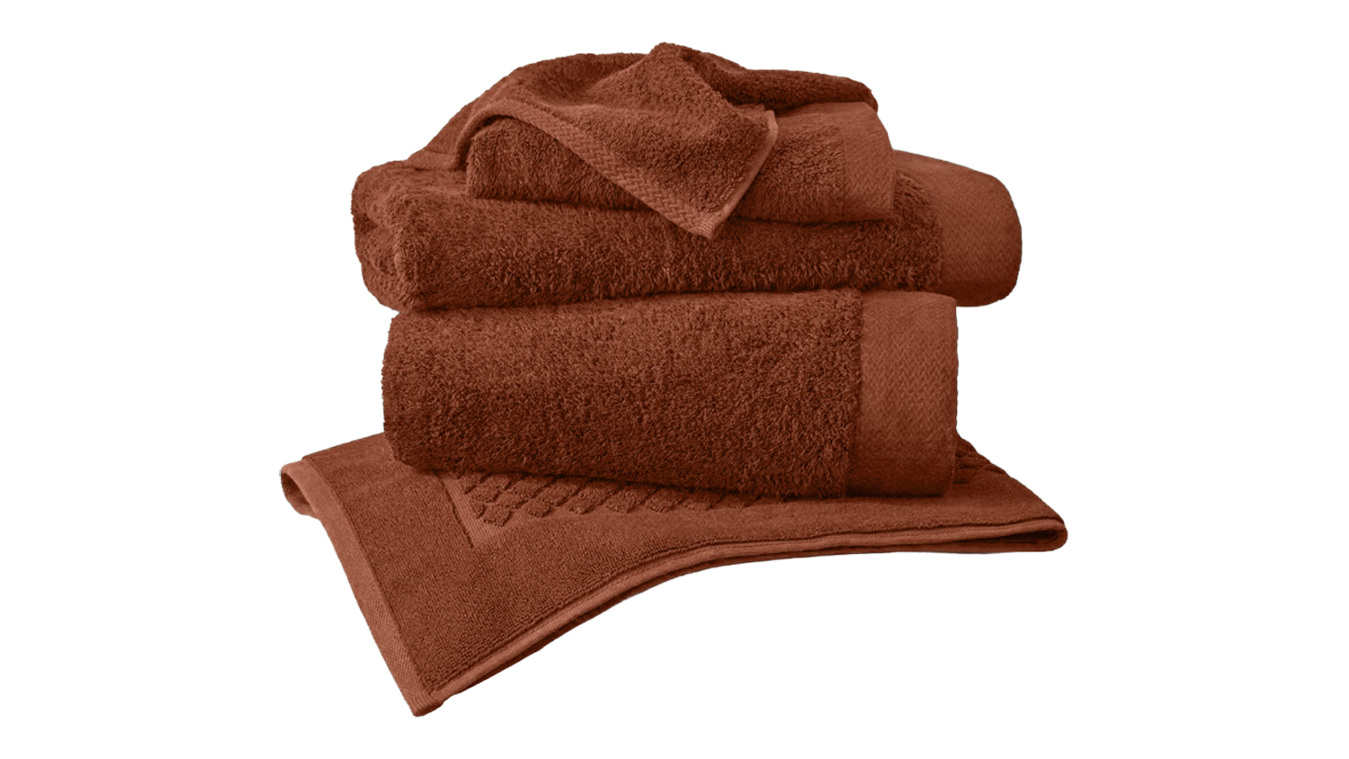 Rustic Baksana Bamboo Fabric Towel Set featuring neatly folded bath, hand, and face towels with a soft, textured finish