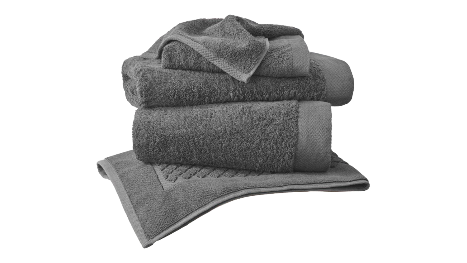 Baksana Bamboo Fabric Bathmat stacked neatly in charcoal finish