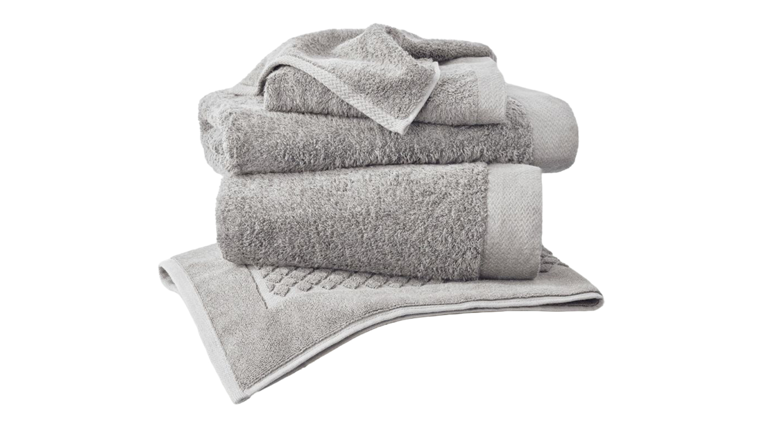 Baksana Bamboo Fabric Bathmat stacked neatly in pebble finish