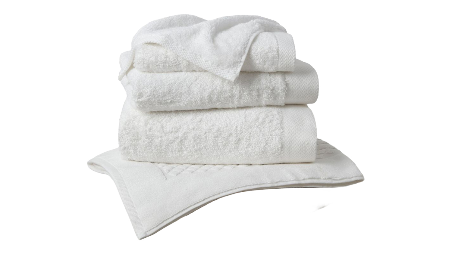 Baksana Bamboo Fabric Bathmat stacked neatly in white finish