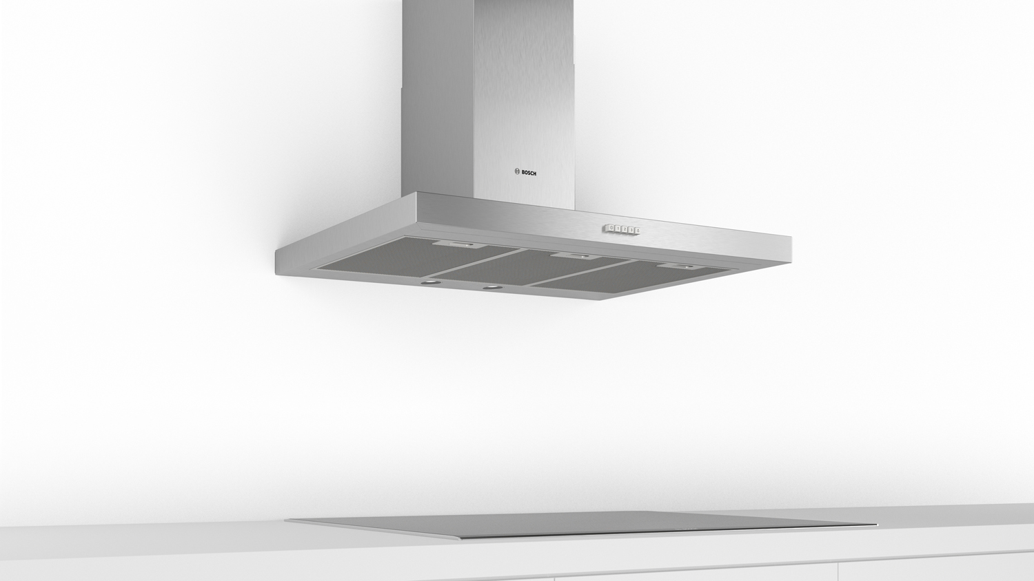The rangehood displayed in a brightly lit kitchen