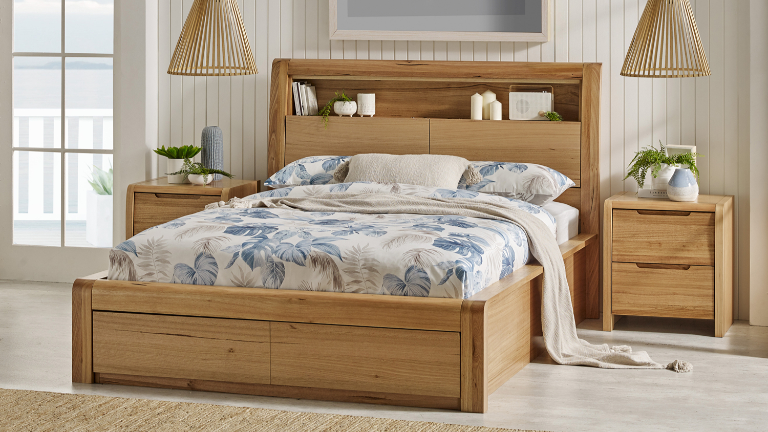 An Edison Queen Gas Lift Storage Bed Frame with 2 Drawers