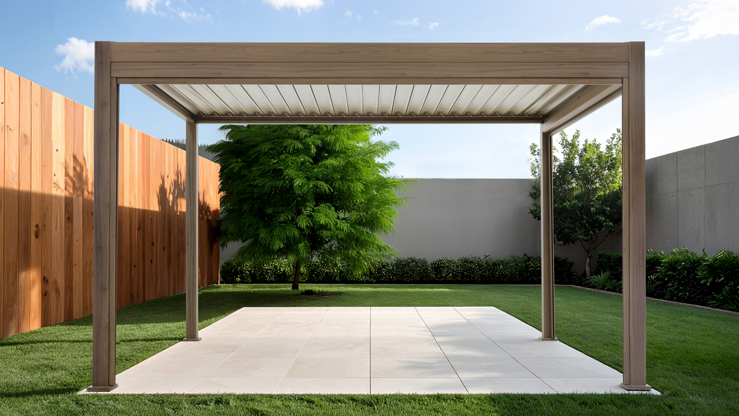Fiori 3x4m Aluminium Outdoor Pergola - Walnut