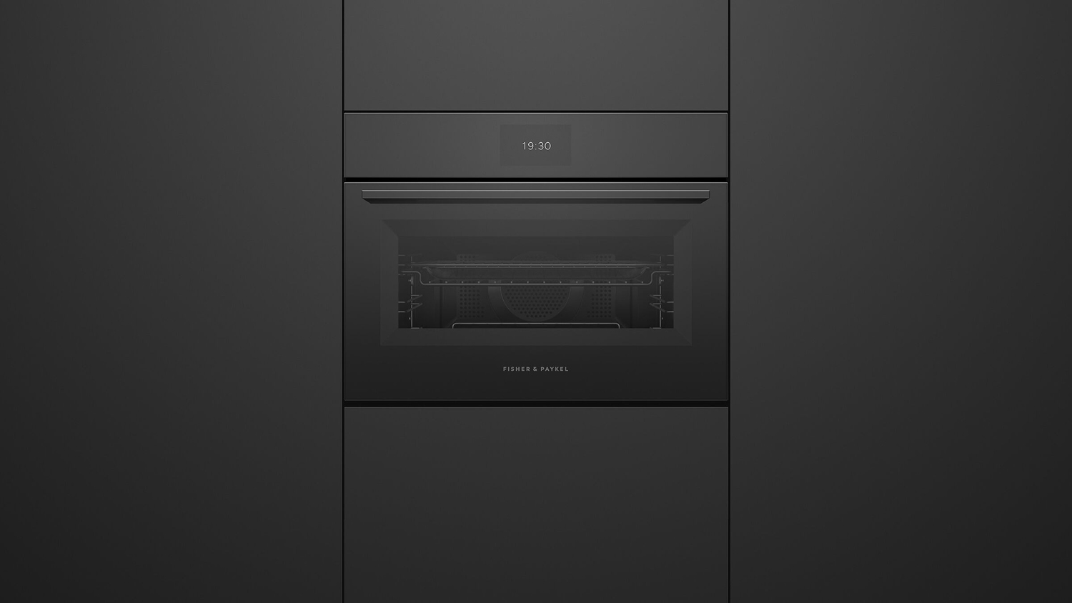 Fisher & Paykel Series 7 60cm Built-In Smart Compact Combi-Microwave Oven - Black Glass (OM60NMTB5/Minimal)