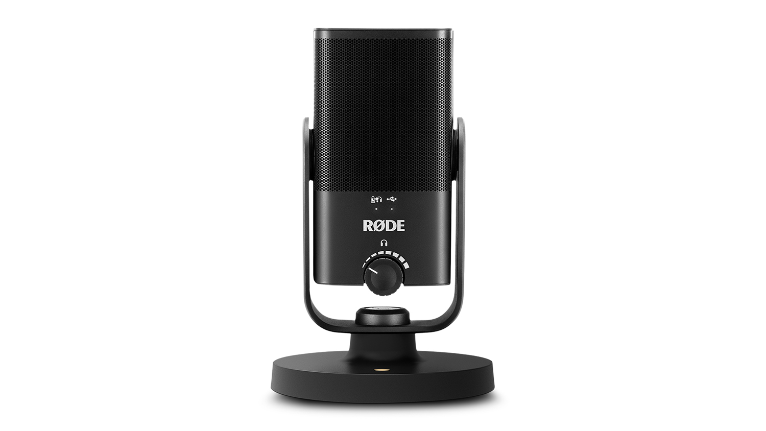 A RODE NT-USB Mini Compact USB Microphone in a sleek black colour