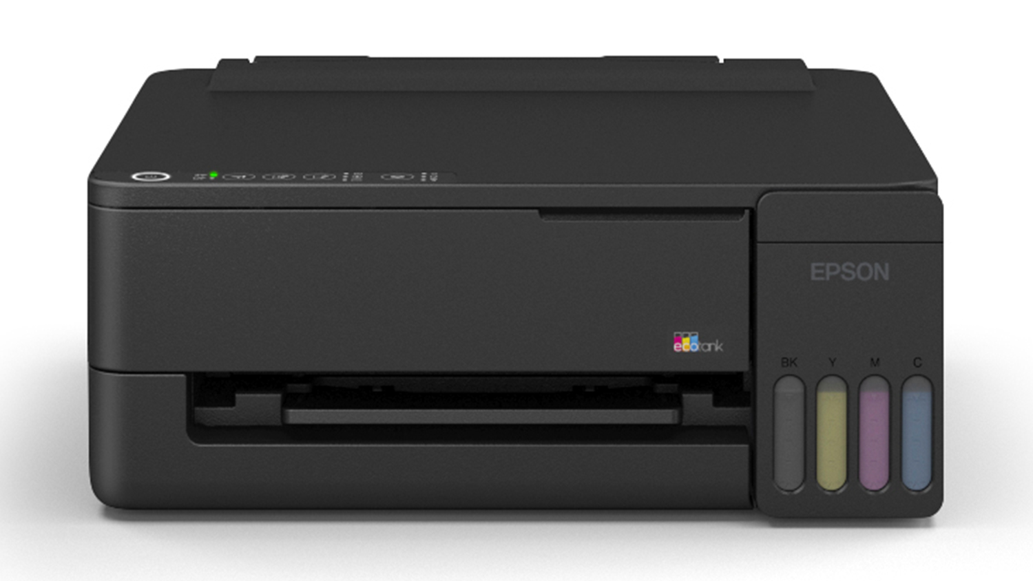 An Epson EcoTank ET-1910 A4 Ink Tank Printer in a sleek black colour