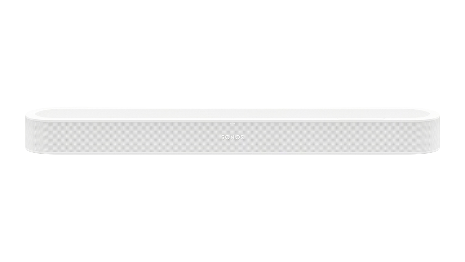 Front-facing product image of the Sonos Beam Ultra soundbar in white, highlighting the rectangular design