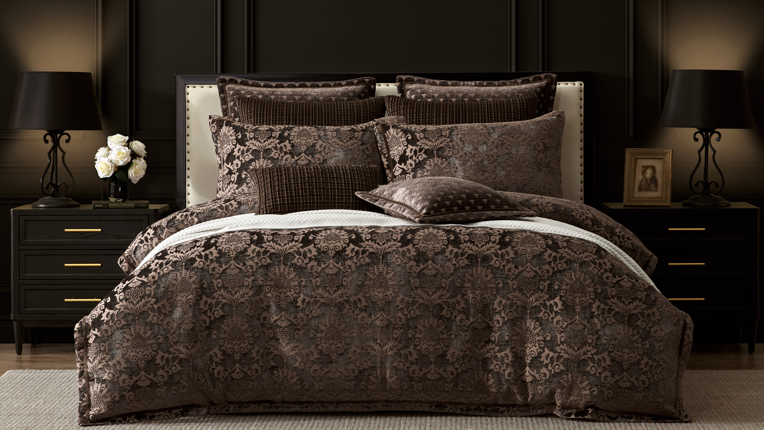 Imperial Chocolate Square Cushion by Da Vinci