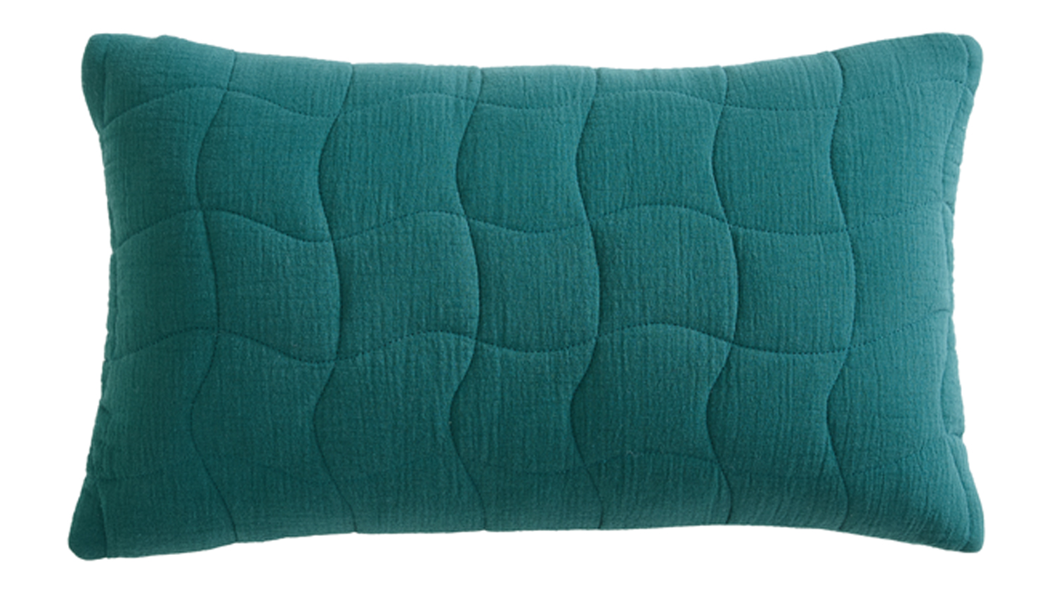 A rectangular Halcyon Lagoon Breakfast Cushion with a wavy stitched pattern