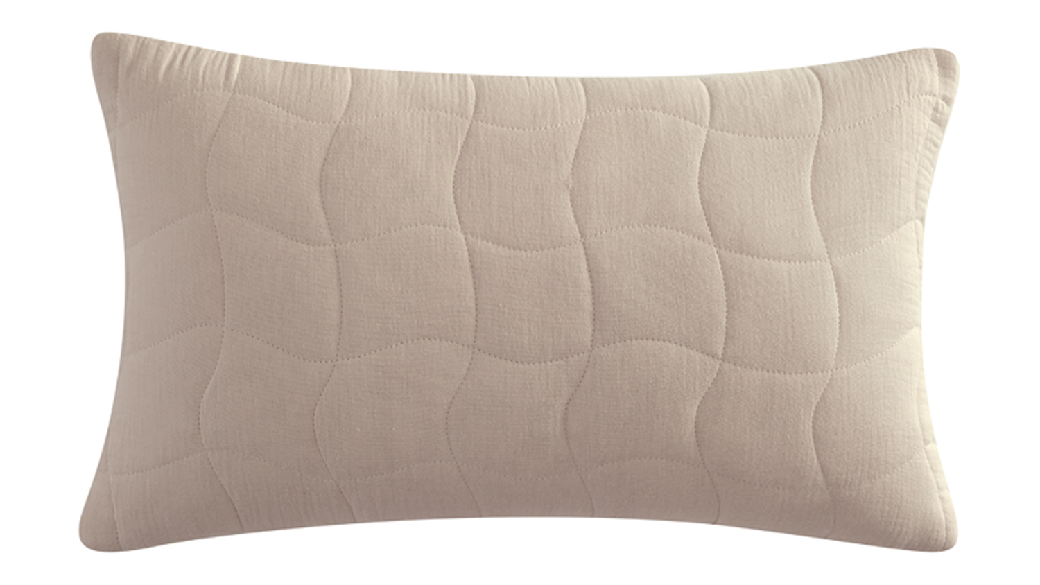 Halcyon Stone Breakfast Cushion by Platinum featuring wavy grid stitching on neutral fabric