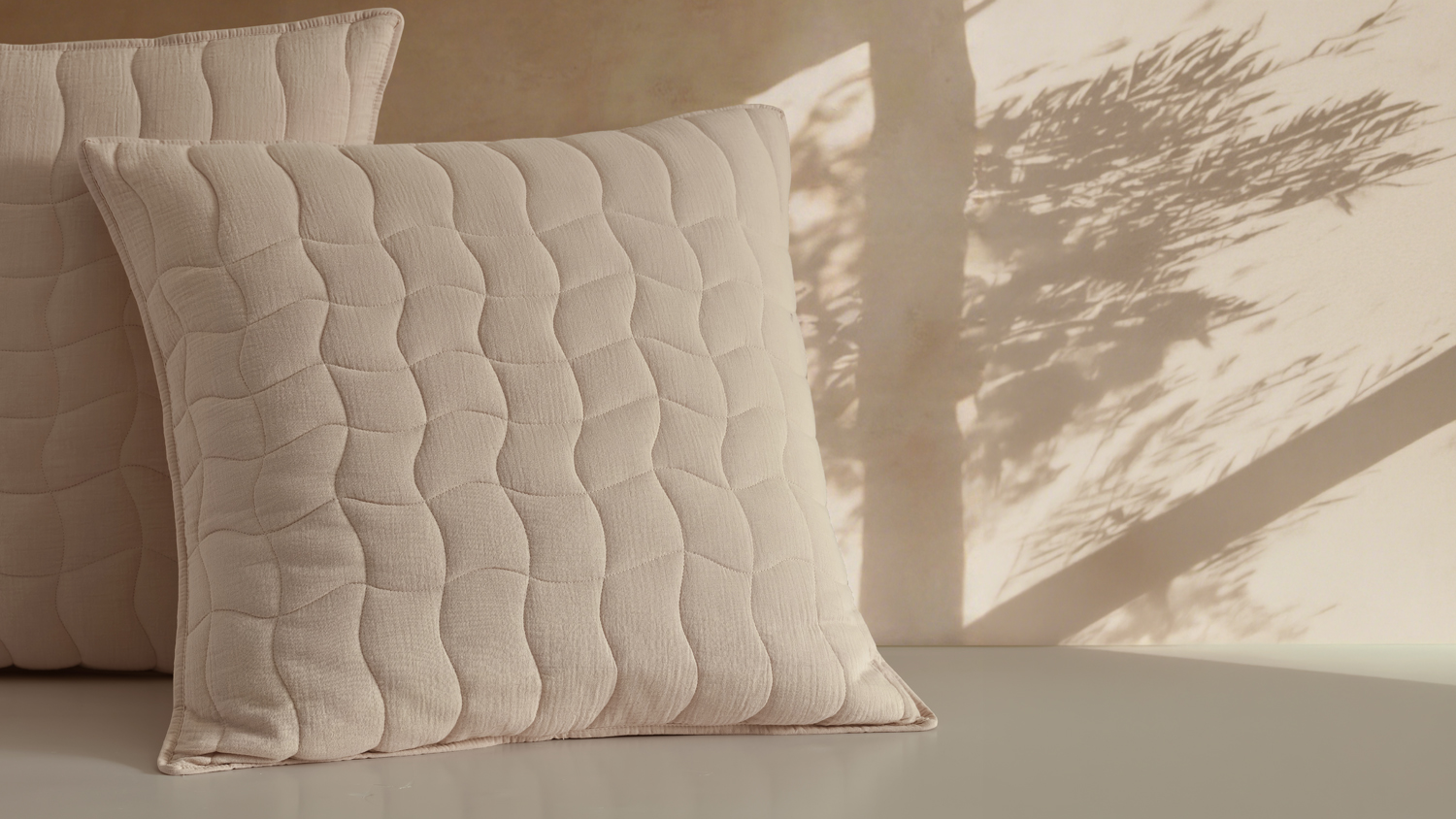 Halcyon Stone European Pillowcase by Platinum with wavy quilted pattern