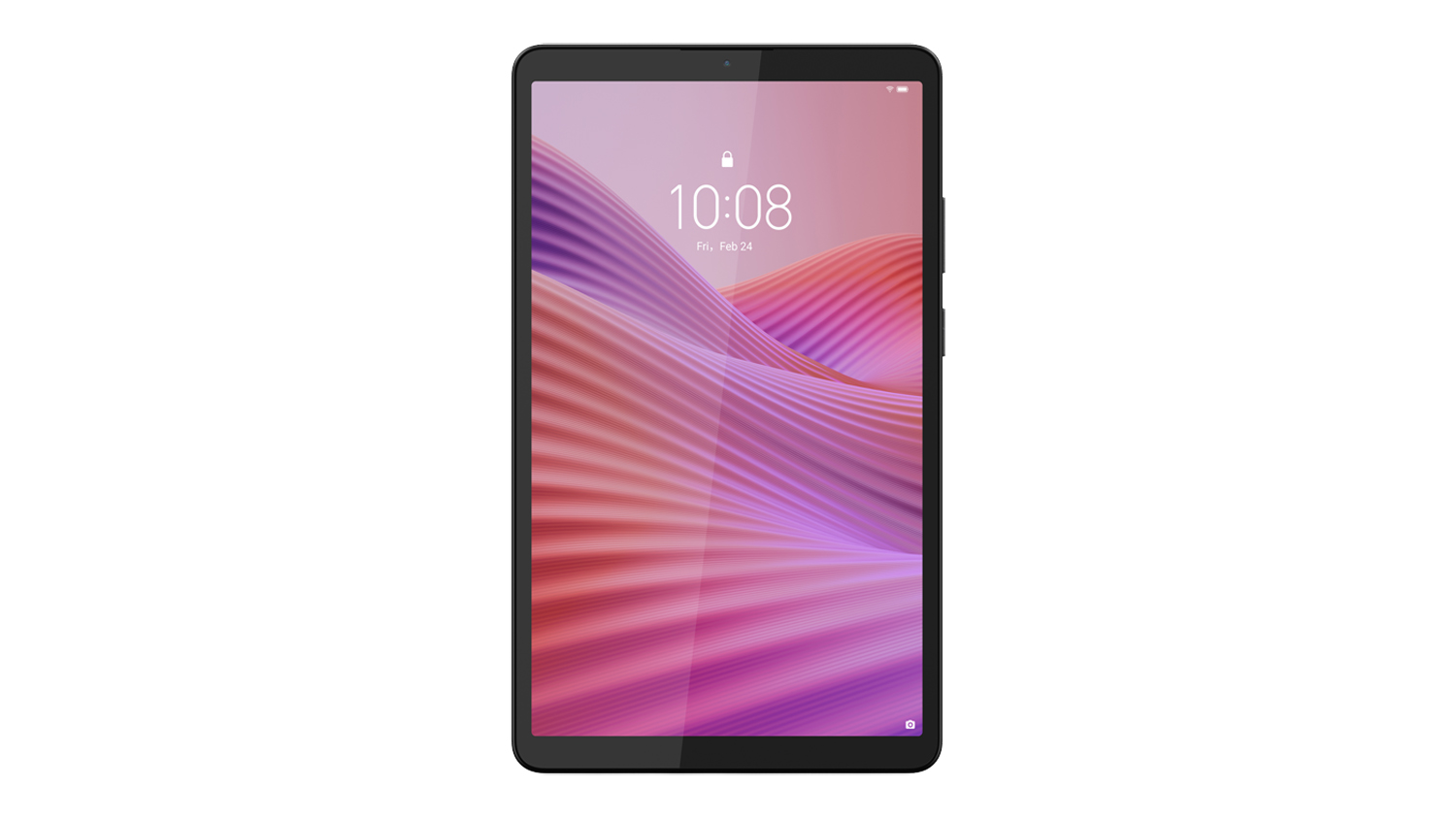 Front view of the Lenovo tablet in a Luna Grey colour