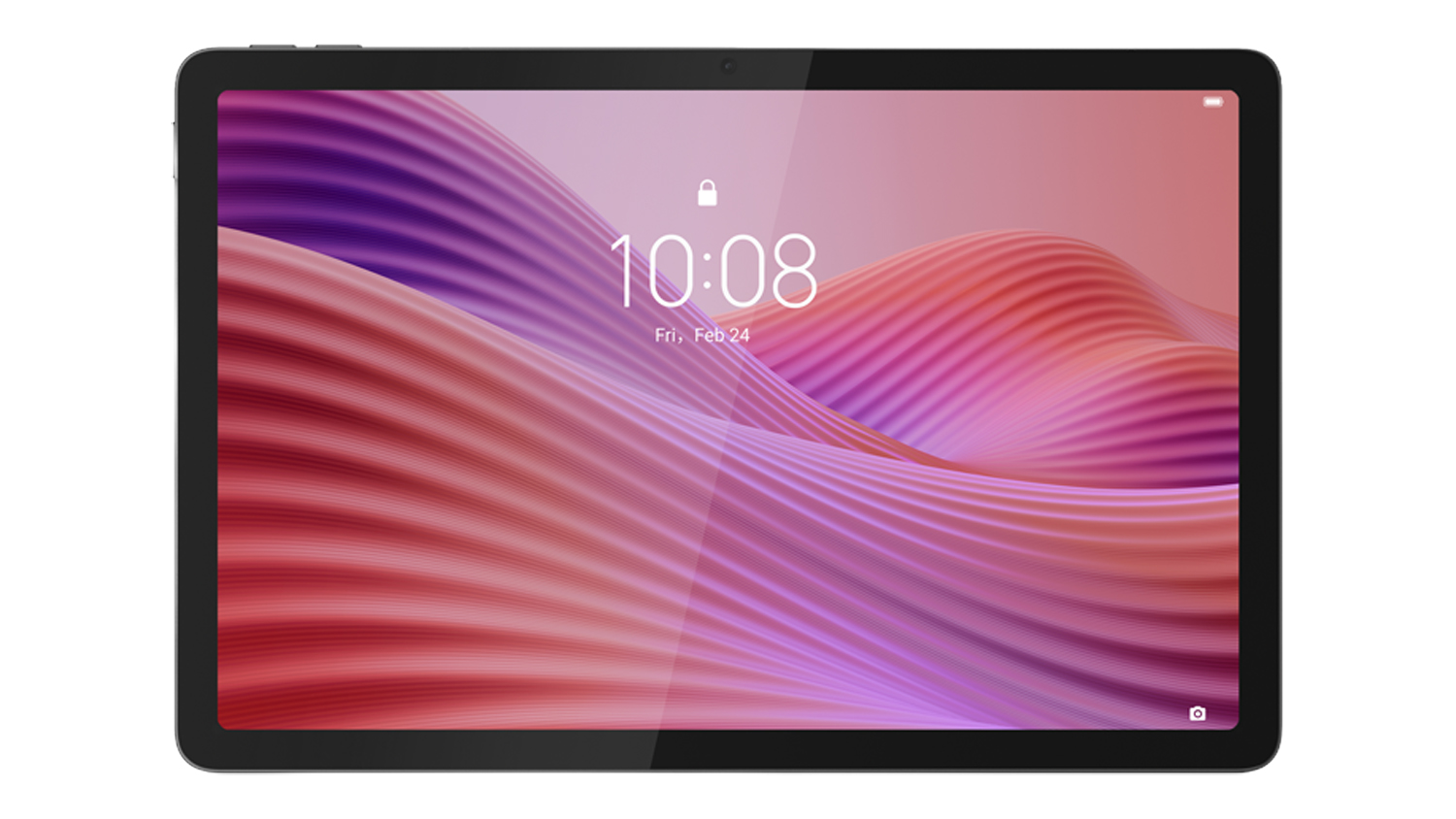 Front view of the Lenovo tablet in Luna Grey colour